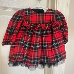 Baby girl Red & Green plaid dress